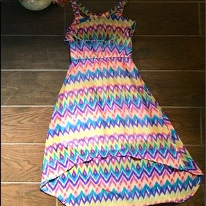 Girls 7-8 multi color high low maxi dress